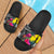 New Caledonia Slide Sandals - Turtle Floral Black - Polynesian Pride