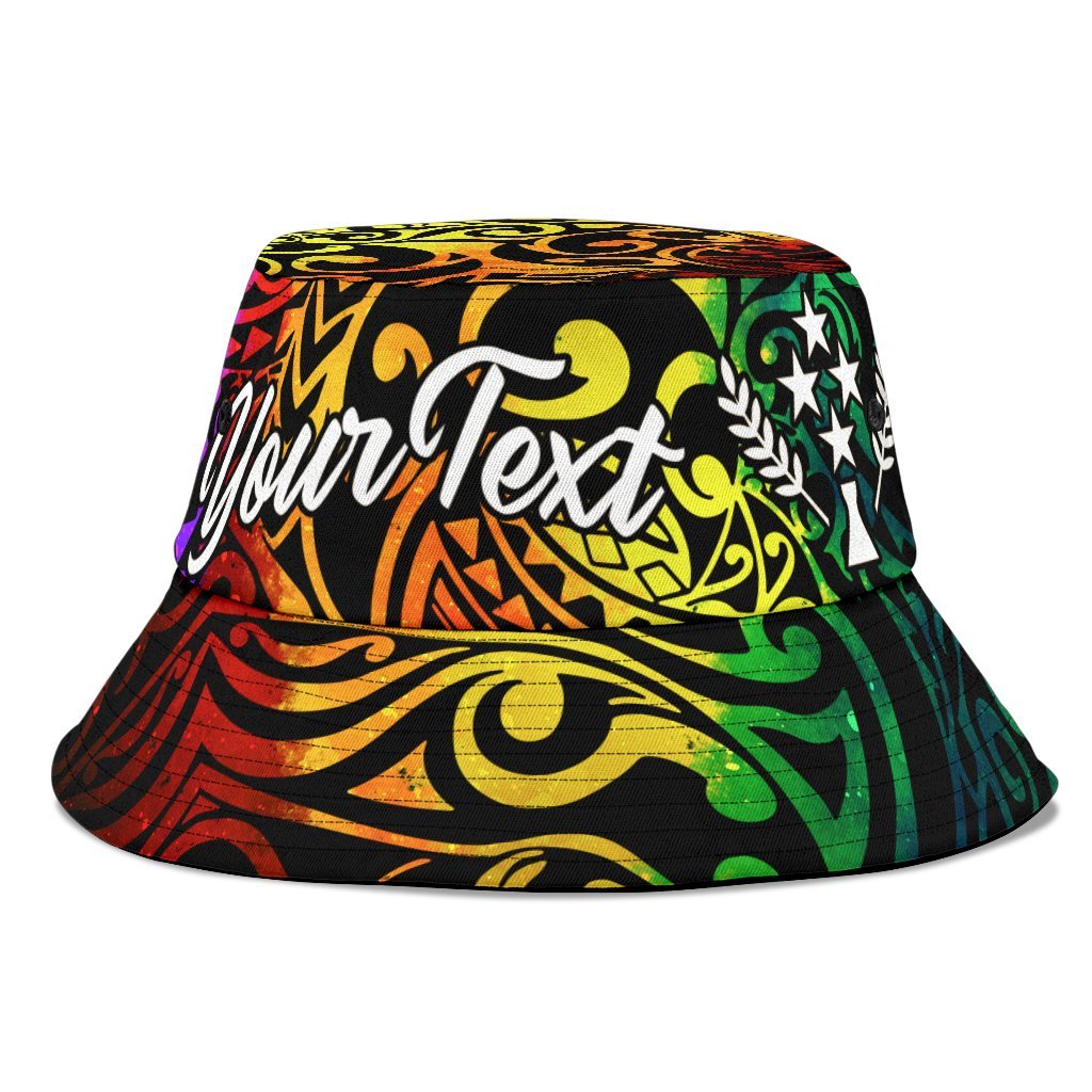 Kosrae Custom Personalised Bucket Hat - Rainbow Polynesian Pattern - Polynesian Pride