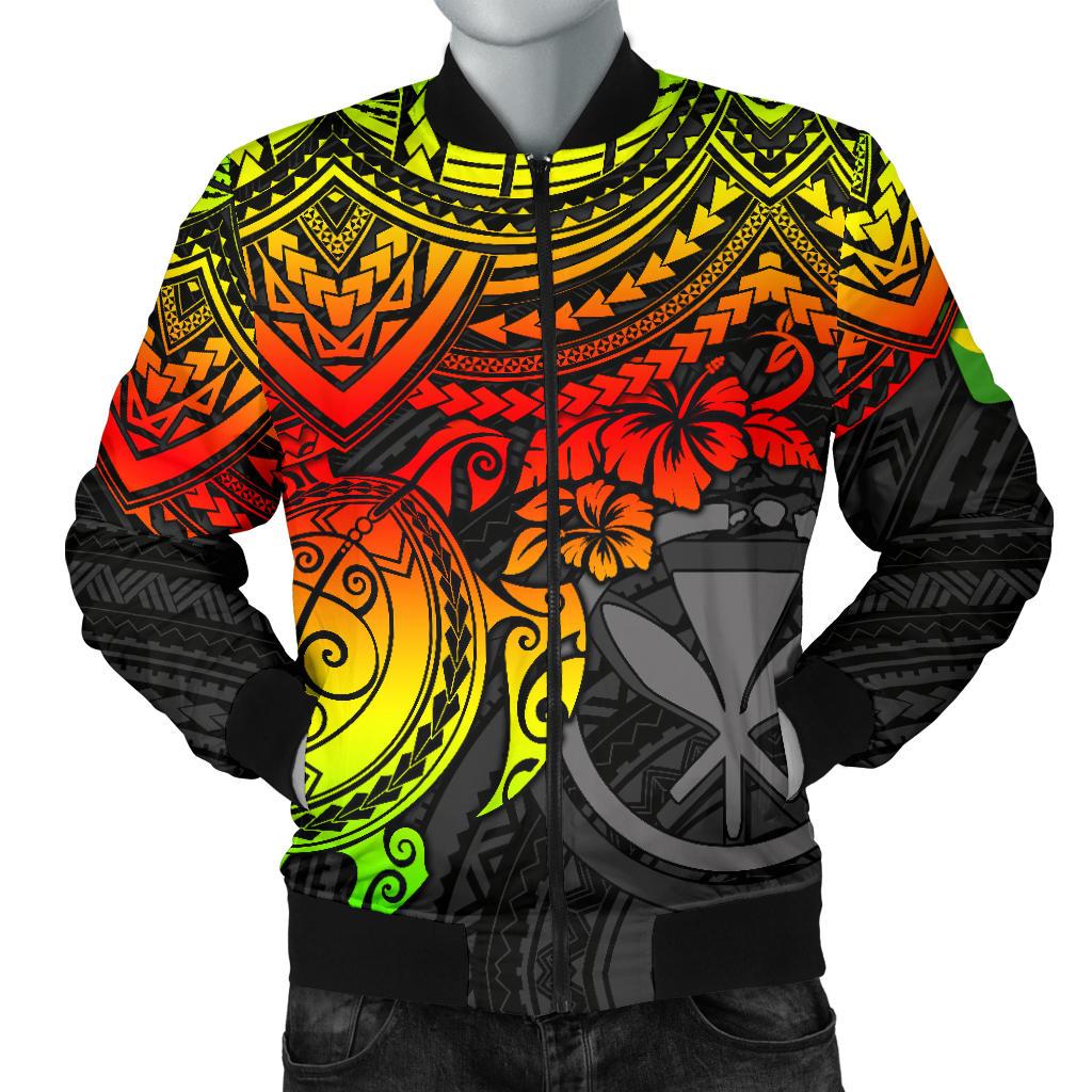Polynesian Hawaii Bomber Jacket (Men) - Reggae Turtle Red - Polynesian Pride