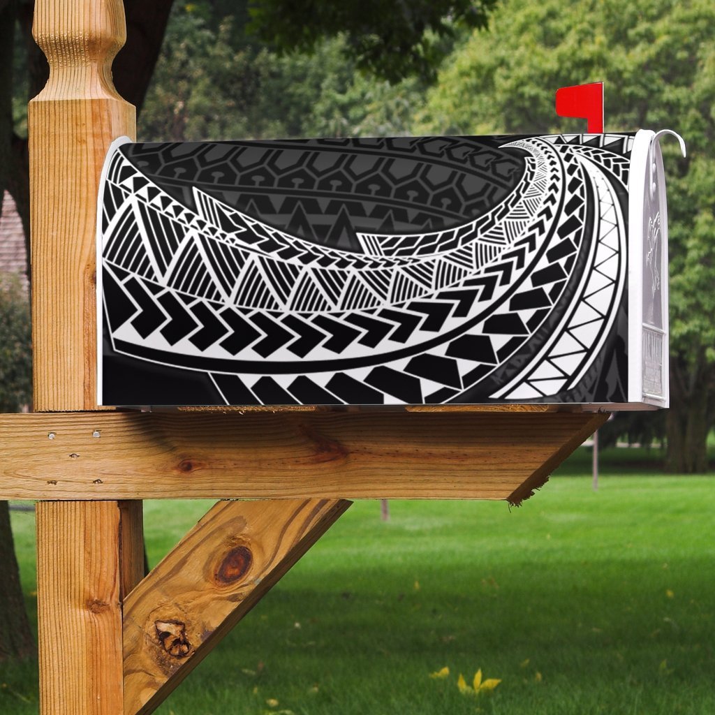 Cook Islands Mailbox Cover - Tropical Flowers Style Mailbox Cover - Cook Islands Black - Polynesian Pride