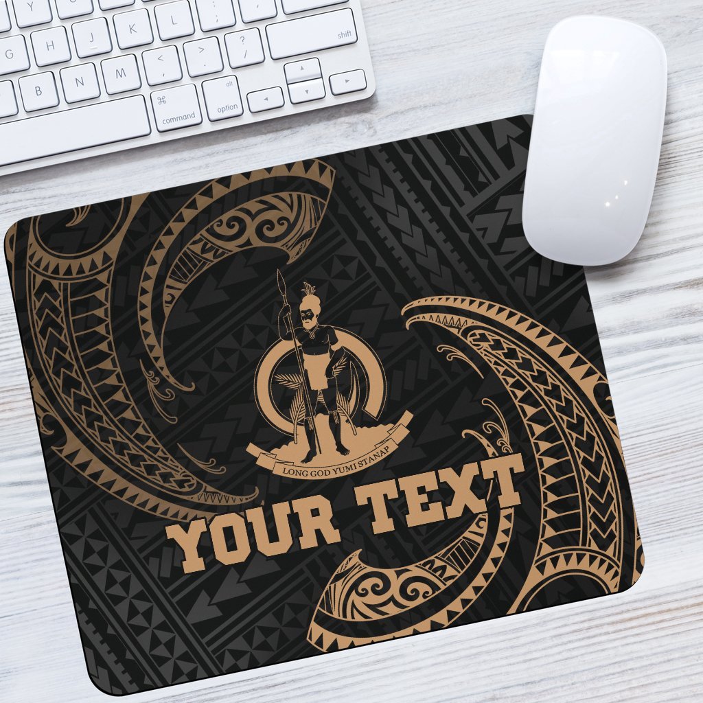 Vanuatu Polynesian Custom Personalised Mouse Pad - Gold Tribal Wave One Style One Size Black - Polynesian Pride