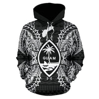 Guam Polynesian ll Over Hoodie Map Black - Polynesian Pride