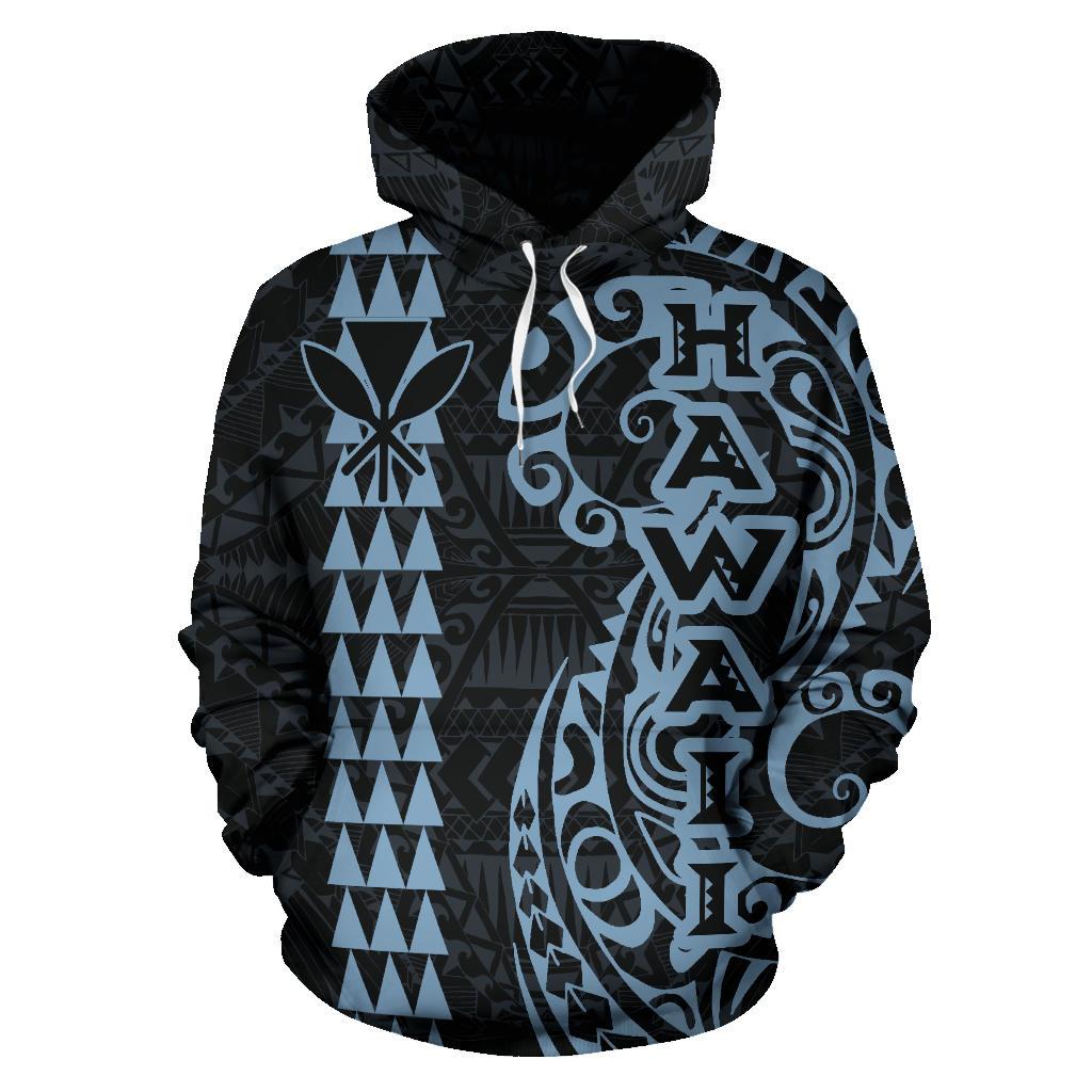 Hawaii Tattoo Hoodie Blue Coral - Polynesian Pride