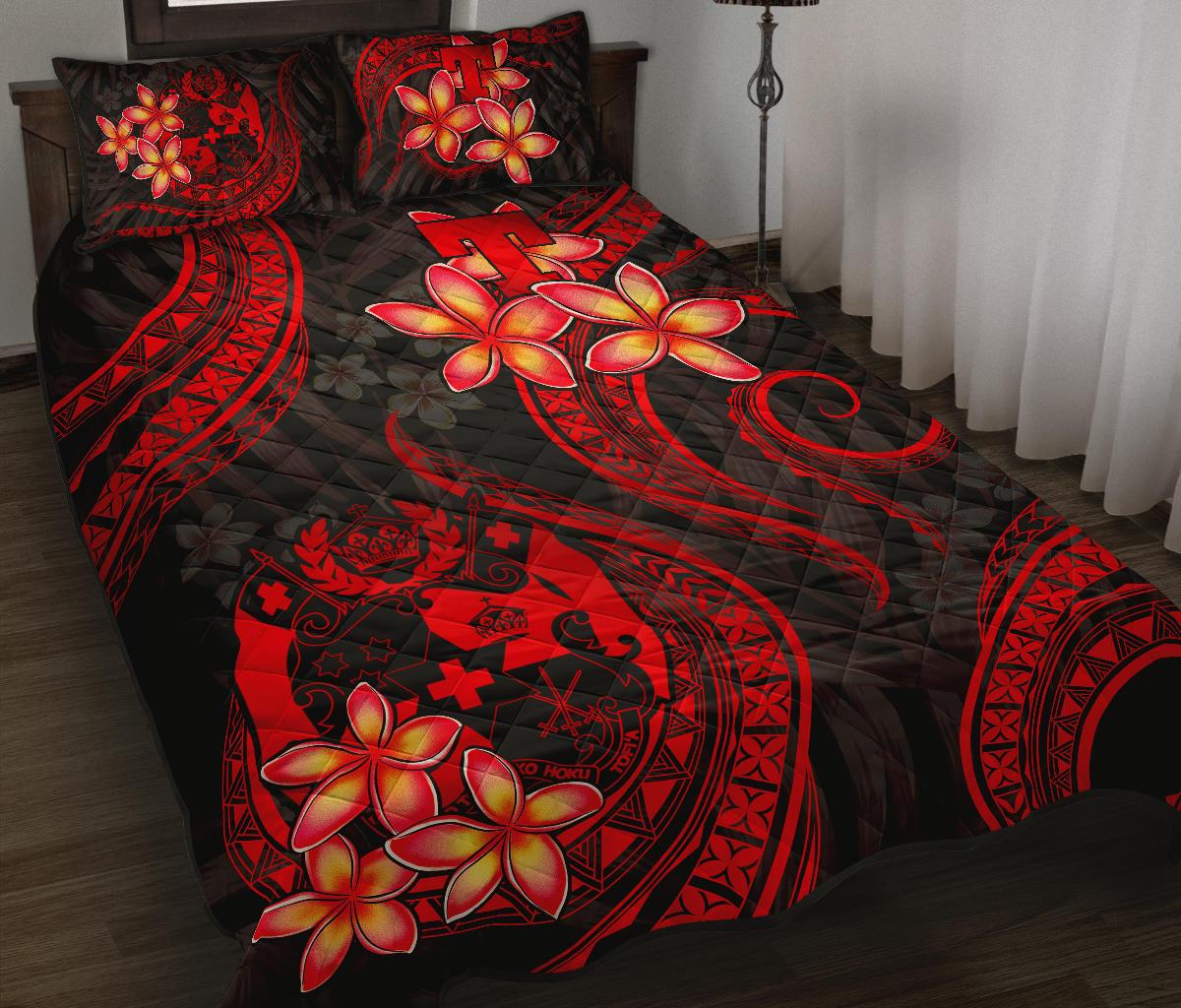 Tonga Polynesian Quilt Bed Set - Red Plumeria RED - Polynesian Pride