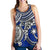 Chuuk Polynesian Women's Racerback Tank - White Turtle (Blue) - Polynesian Pride