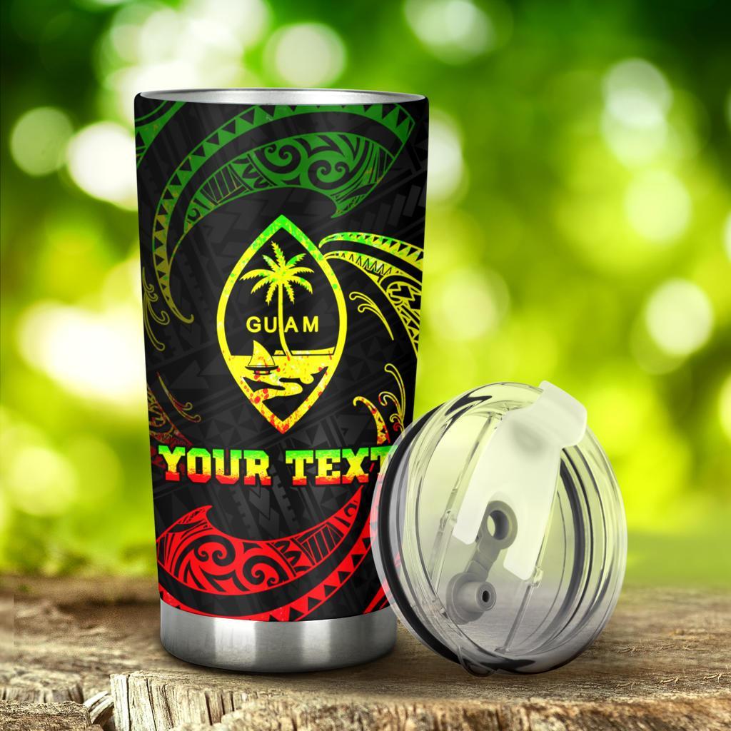 Guam Polynesian Custom Personalised Tumbler - Reggae Tribal Wave - Polynesian Pride