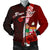 Fiji Polynesian Custom Personalised Men's Bomber Jacket - Coat Of Arm With Hibiscus Red - Polynesian Pride