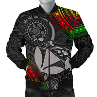 Polynesian Hawaii Men's Bomber Jacket - Kanaka Maoli Hawaiian Map Black - Polynesian Pride