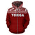 Tonga Polynesian All Over Zip up Hoodie Red Horizontal Style - Polynesian Pride