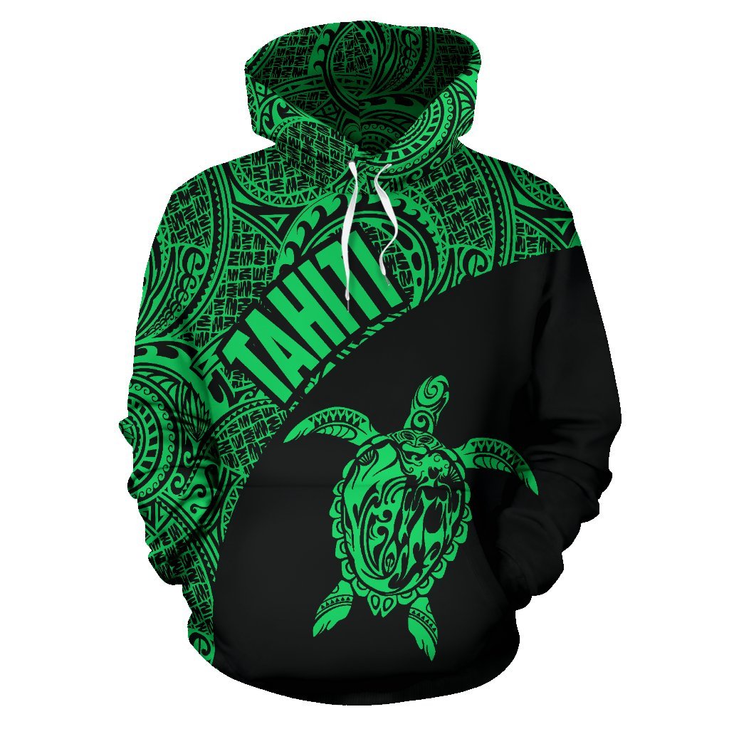 Tahiti Hoodie Tahiti Turtle Mermaid Polynesian Tattoo Green Version - Polynesian Pride