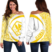 Kanaka Polynesian Women's Off Shoulder Sweater 03 White - Polynesian Pride