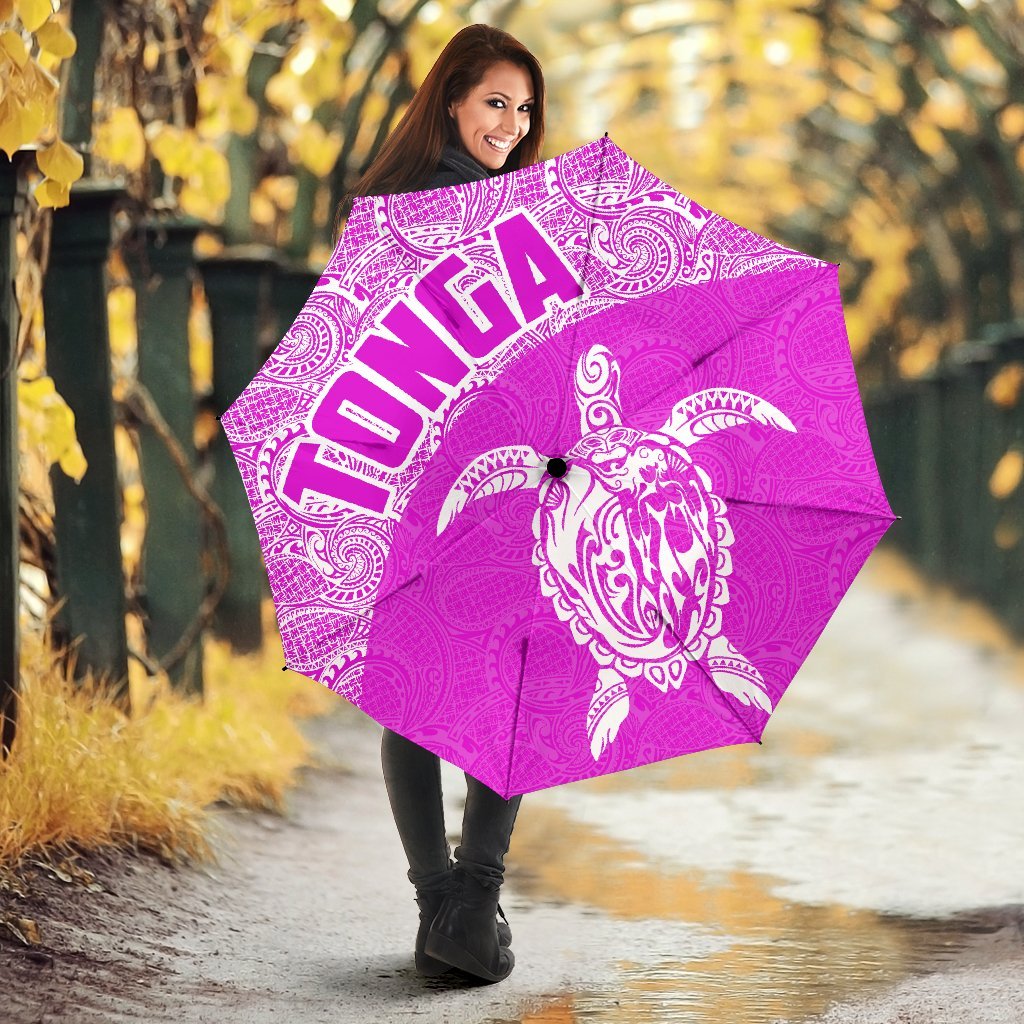Tonga Umbrella Turtle Mermaid Polynesian Pattern White Pink - Polynesian Pride