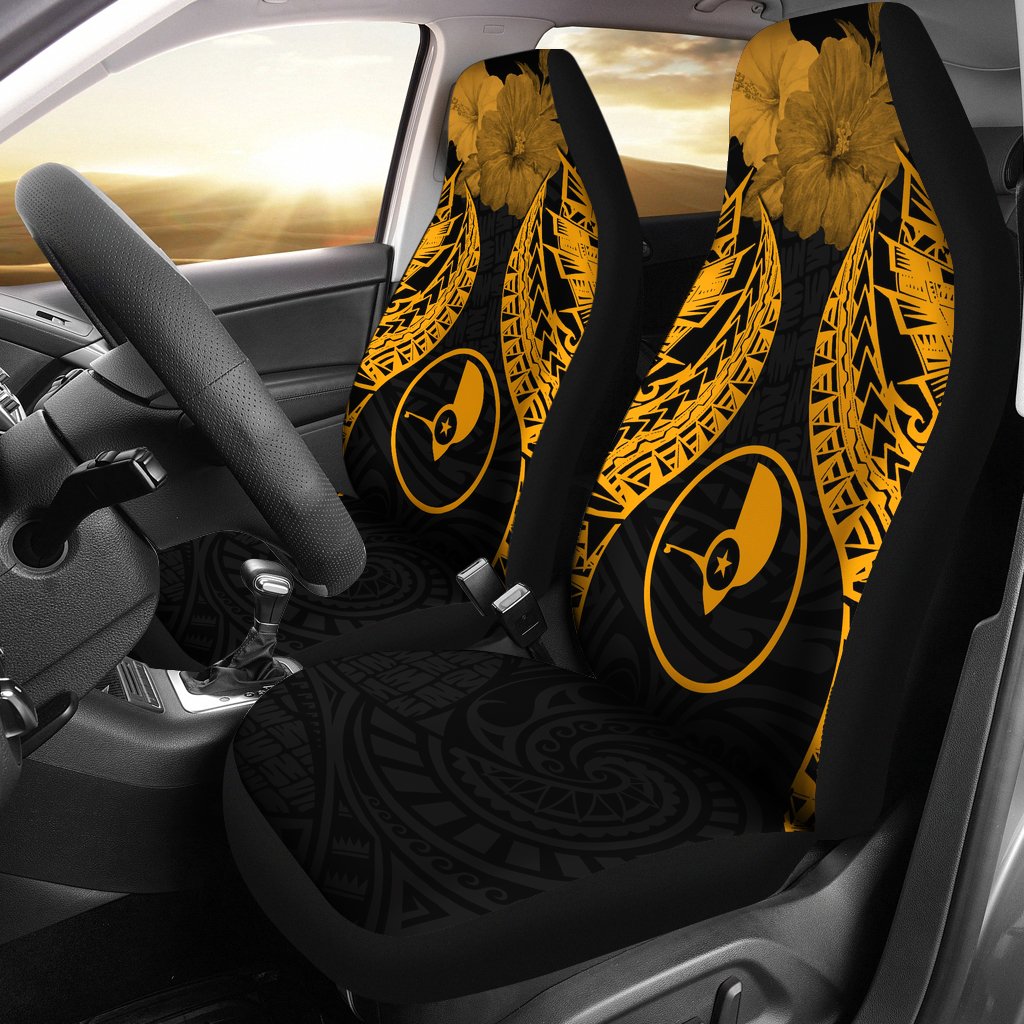 Yap Polynesian Car Seat Covers Pride Seal And Hibiscus Gold Universal Fit Gold - Polynesian Pride