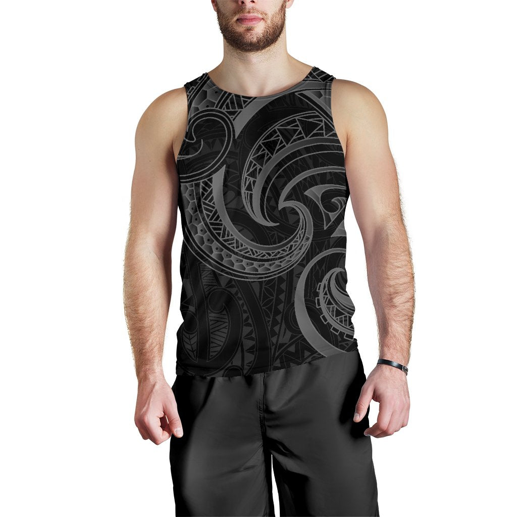 New Zealand Maori Mangopare Men Tank Top Polynesian - Black Black - Polynesian Pride