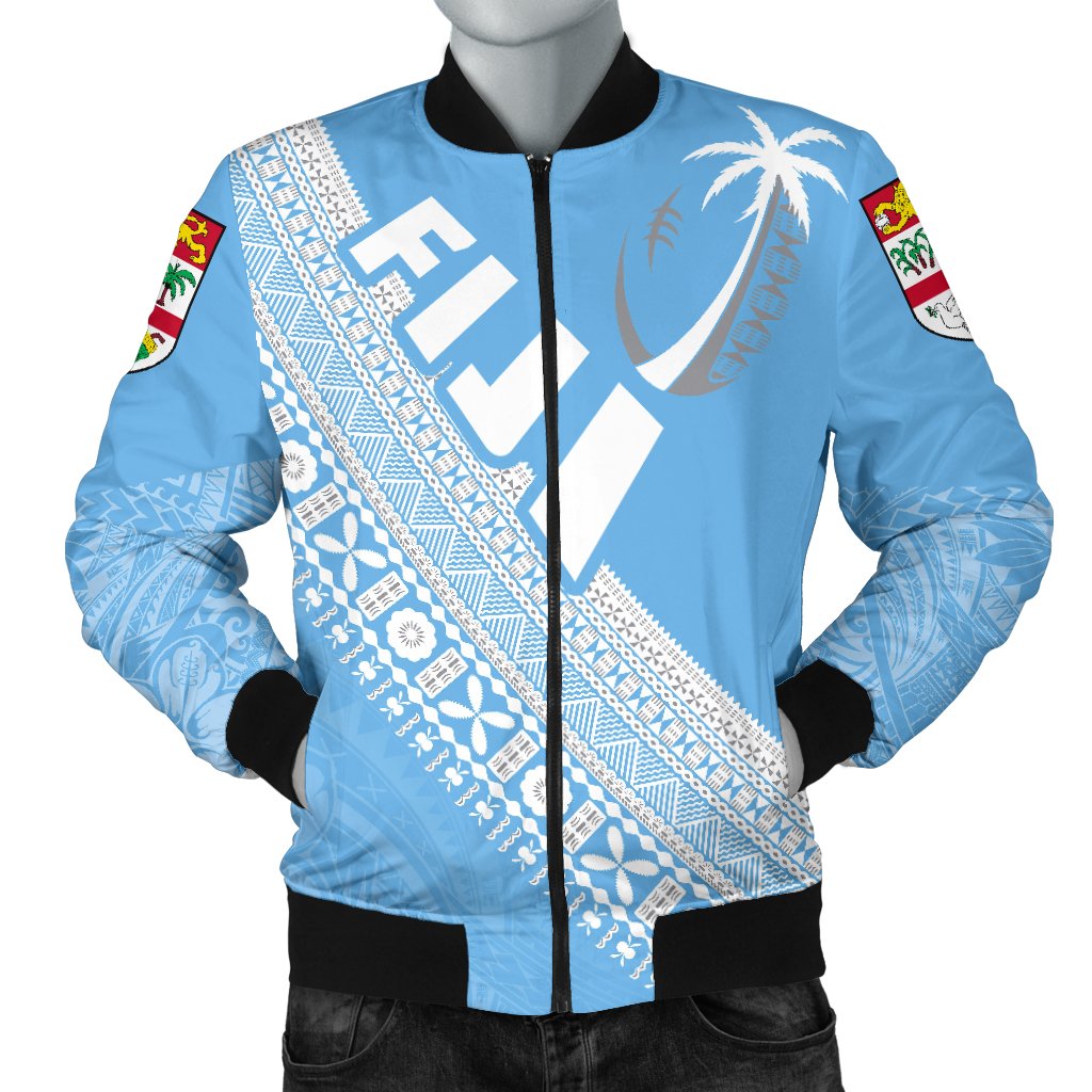 (Custom Personalised) Fiji Tapa Rugby Men Bomber Jacket version Style You Win - Blue Blue - Polynesian Pride