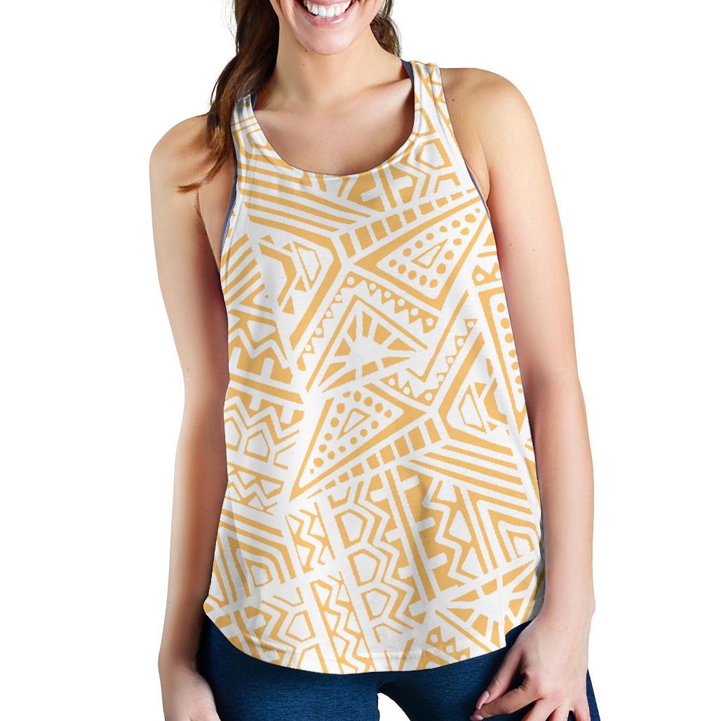 Polynesian Women Racerback Tank Top 13 White-Gold - Polynesian Pride