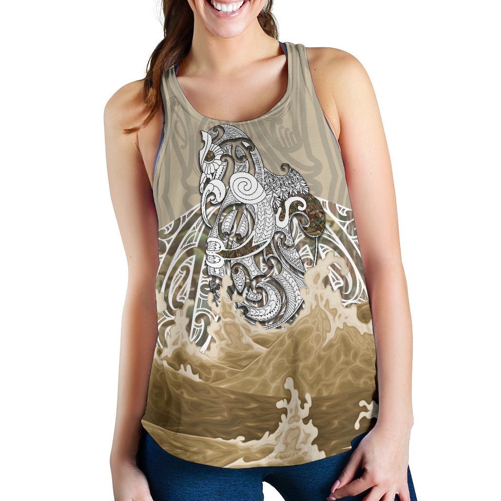 Maori Manaia The Blue Sea Women'S Racerback Tank, Golden Golden - Polynesian Pride