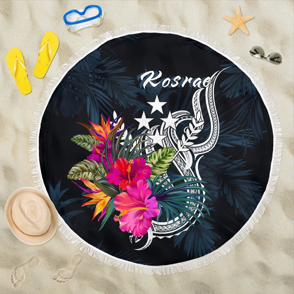 Kosrae Micronesia Beach Blanket - Tropical Flower One style One size Blue - Polynesian Pride