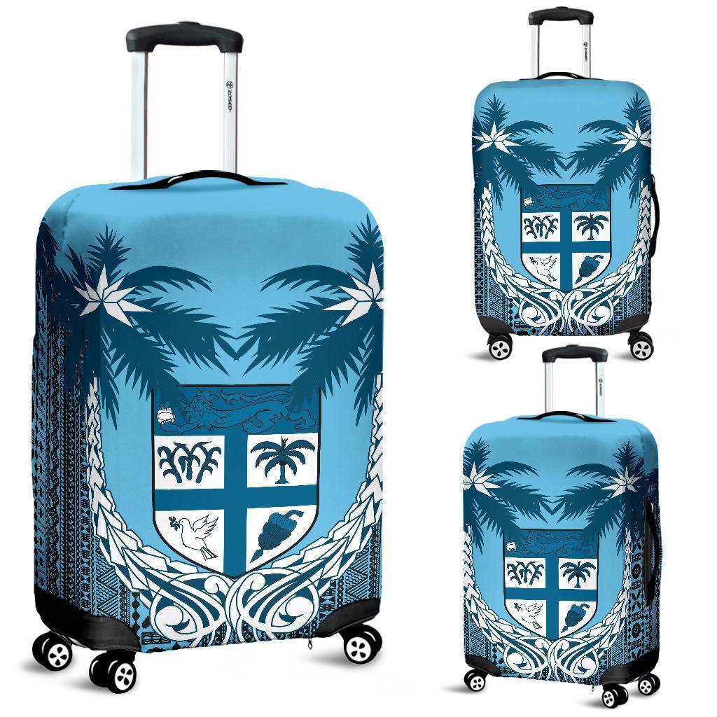 Fiji Tapa Coconut Luggage Covers A02 Blue - Polynesian Pride