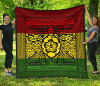 Hawaii Polyensian Kanaka Flag Turtle Premium Quilt Red - Polynesian Pride