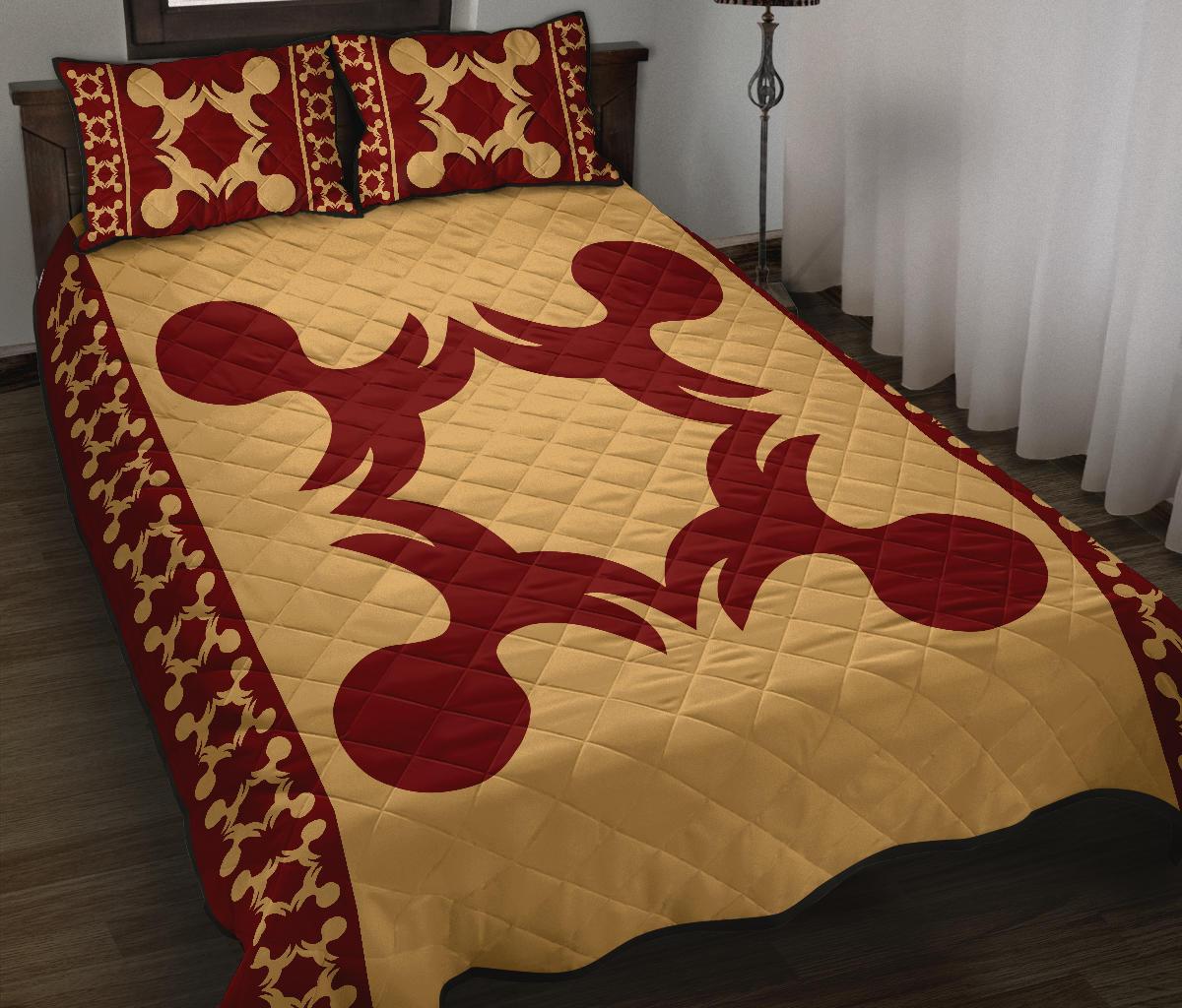 Hawaiian Quilt Pattern Pineapple Quilt Bed Set - Polynesian Pride