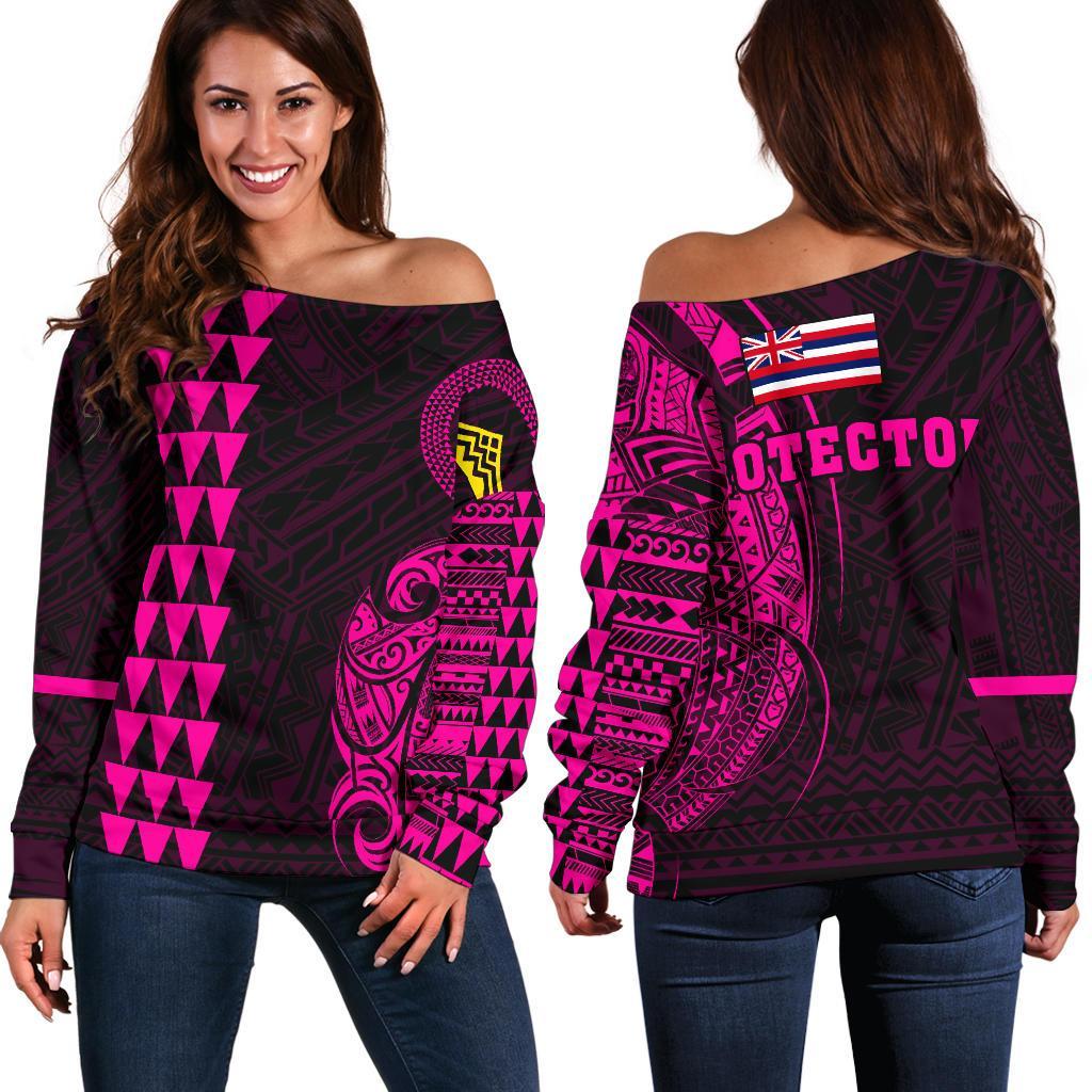 Hawaii Mauna Kea Polynesian Women's Off Shoulder Sweater - Pink Pink - Polynesian Pride