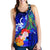 Vanuatu Women's Racerback Tank - Humpback Whale with Tropical Flowers (Blue) - Polynesian Pride