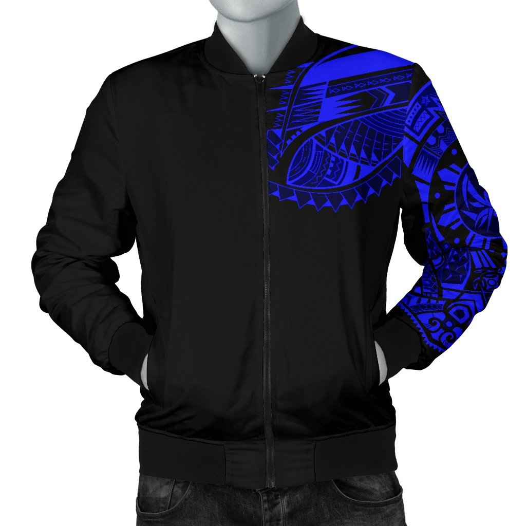 Polynesian Chest Tattoo Men's Bomber Jacket Blue Black - Polynesian Pride