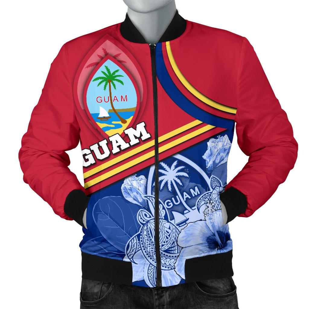 Guam Polynesian Men's Bomber Jacket - Land of the Chamorros Blue - Polynesian Pride