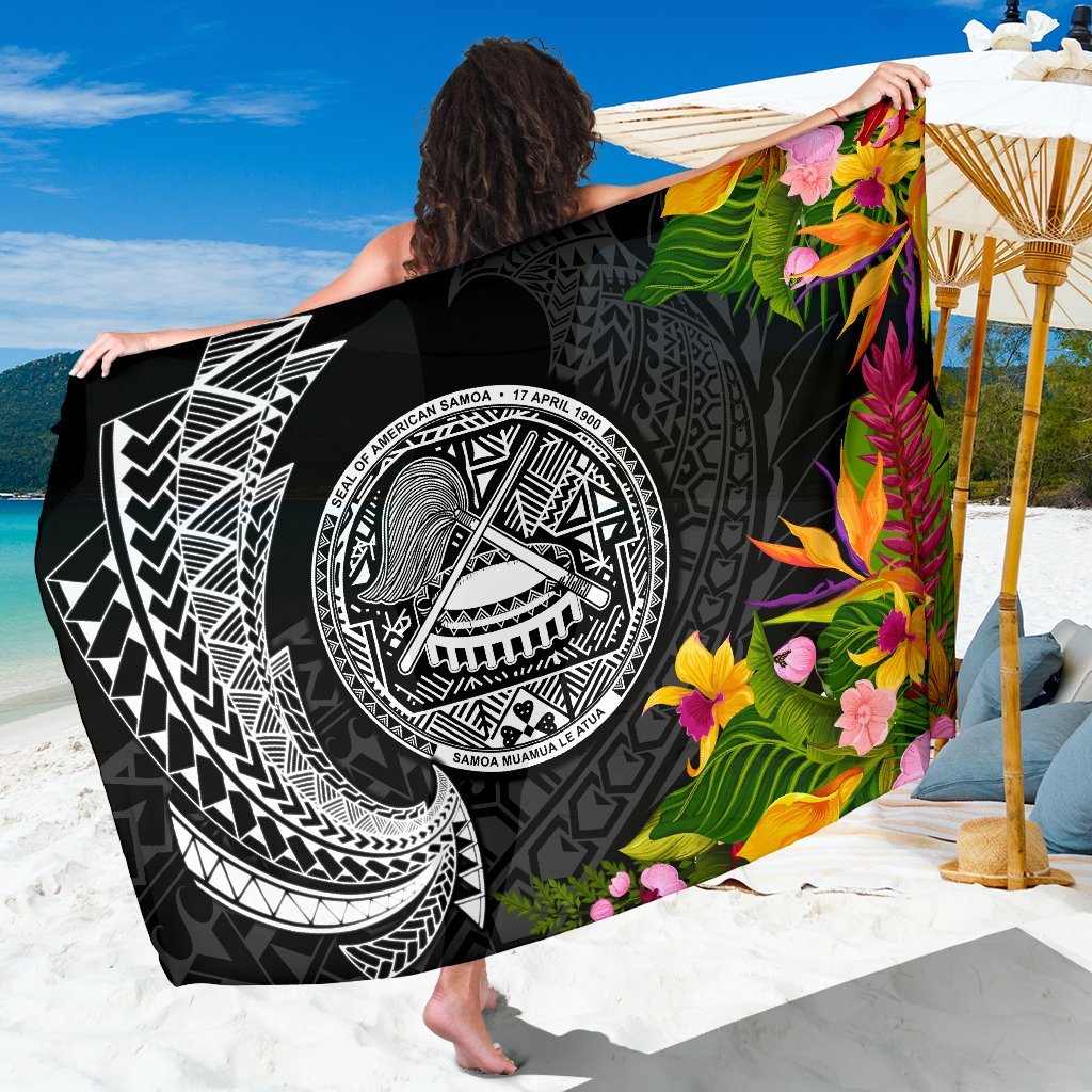 American Samoa Sarong - Seal Spiral Polynesian Patterns Sarong - American Samoa One Size Black - Polynesian Pride