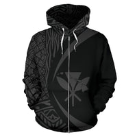Kanaka Hawaii Map Grey Polynesian Zip up Hoodie Circle Style - Polynesian Pride