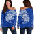 Samoa Tattoo Off Shoulder Sweater Rugby Style K4 Blue - Polynesian Pride