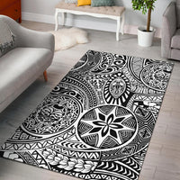 Hawaii Area Rug Polynesian Hawaiian Style Tribal Tattoo AH Rug White - Polynesian Pride