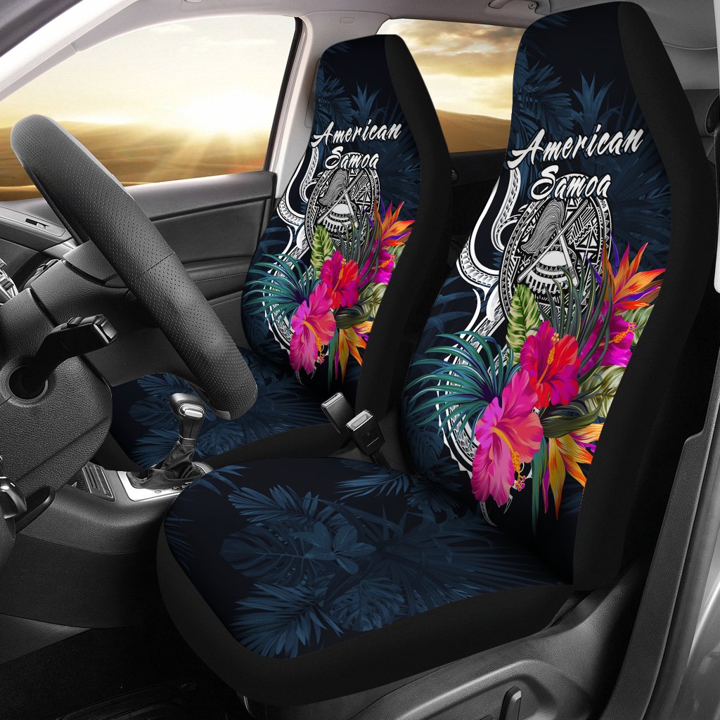 American Samoa Polynesian Car Seat Covers - Tropical Flower Universal Fit Blue - Polynesian Pride