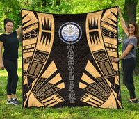 Marshall Islands Premium Quilt - Marshall Islands Seal Polynesian Gold Tattoo Gold - Polynesian Pride