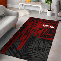 Tahiti Personalised Area Rug - Tahiti Seal In Heartbeat Patterns Style (Red) - Polynesian Pride