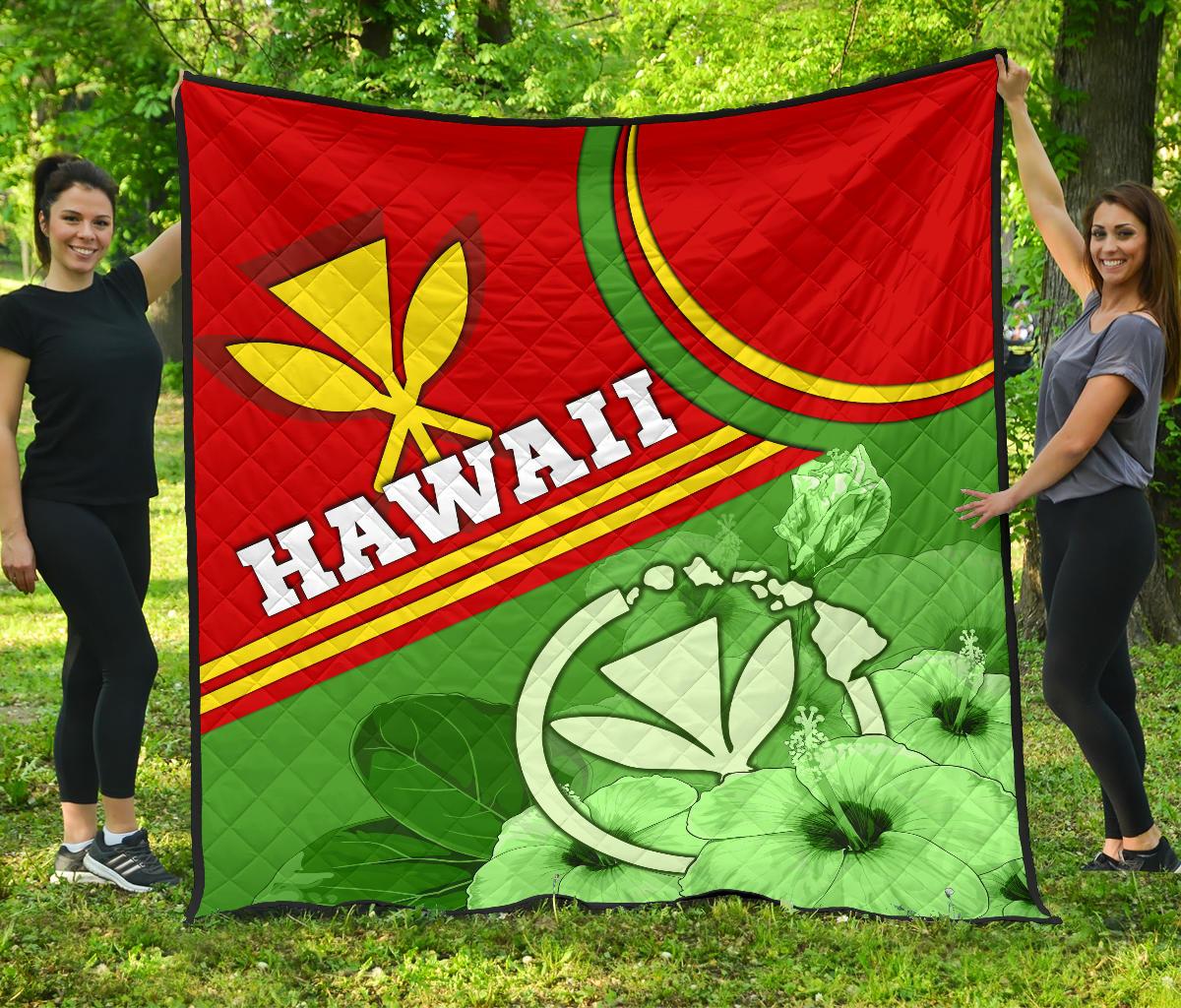 Hawaii Polynesian Premium Quilt - Hawaii Kanaka Maoli Green - Polynesian Pride
