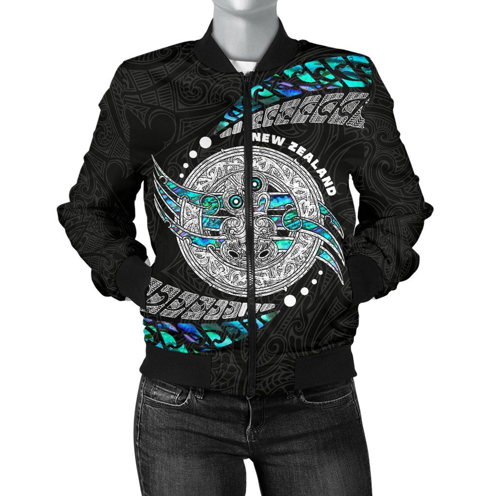 Maori New Zealand Women's Bomber Jacket Hei Tiki Sport Style Black - Polynesian Pride