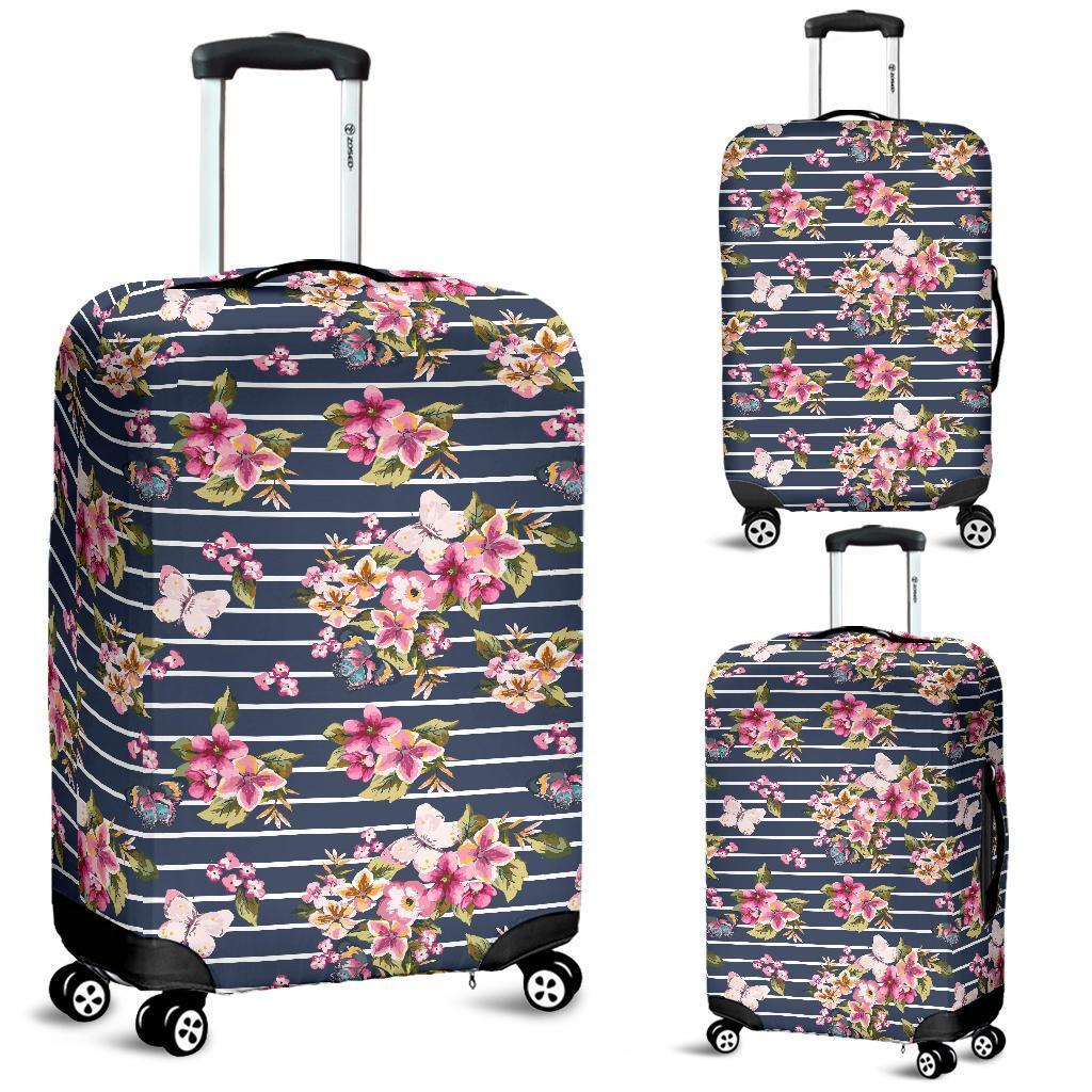 Tropical Butterfly Pink Luggage Cover White - Polynesian Pride