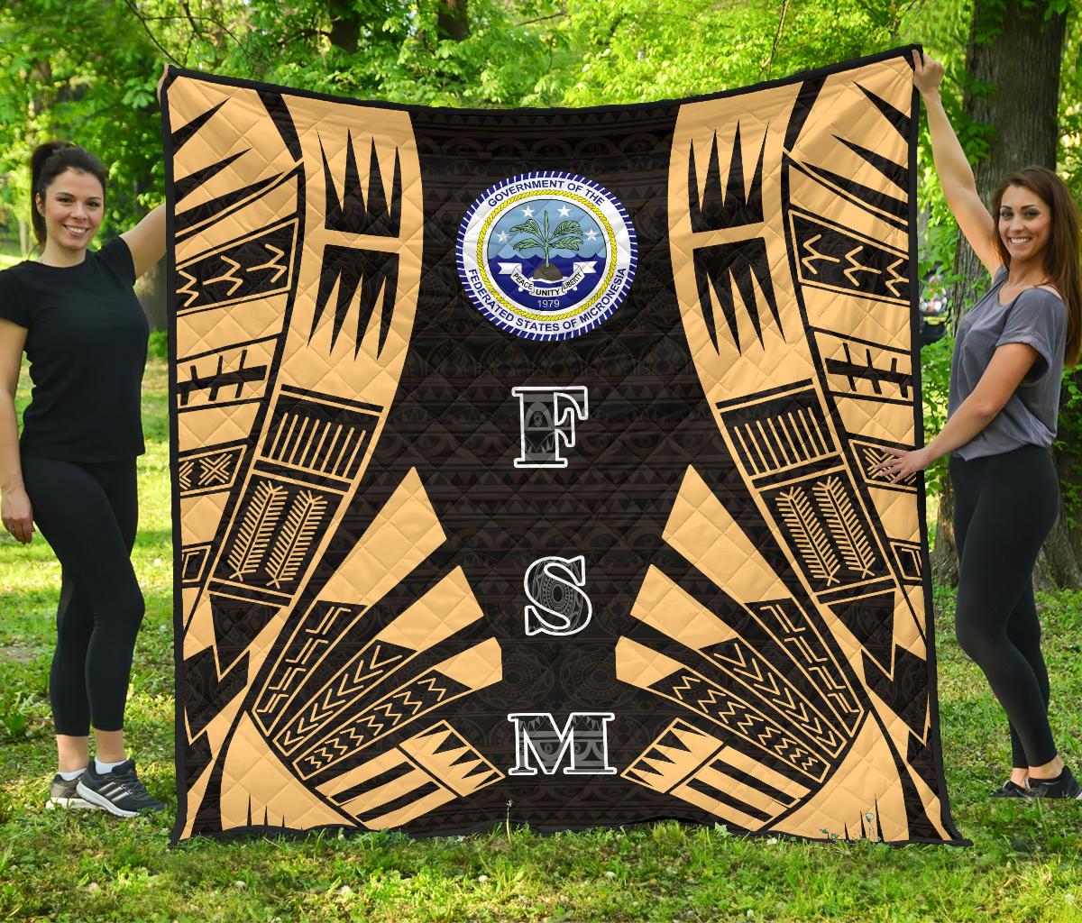 Federated States Of Micronesia Premium Quilt - Federated States Of Micronesia Seal Polynesian Gold Tattoo Gold - Polynesian Pride