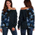Tropical Polynesian - Hawaiian Women's Off Shoulder Sweater - Curtis Style Indigo - Polynesian Pride