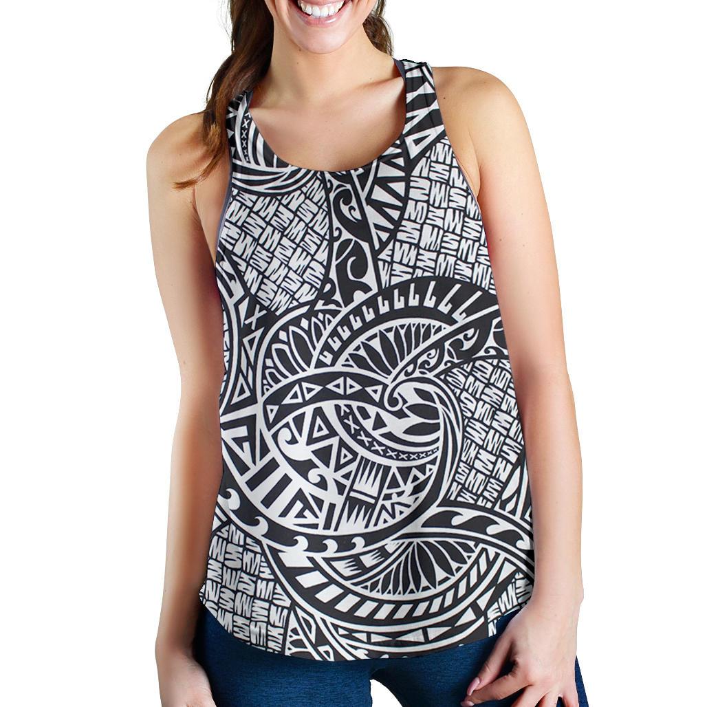 Polynesian Women Racerback Tank Top 25 Black-White - Polynesian Pride