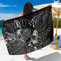 Kosrae Sarong - Turtle Hibiscus Pattern Black Women One Size Black - Polynesian Pride