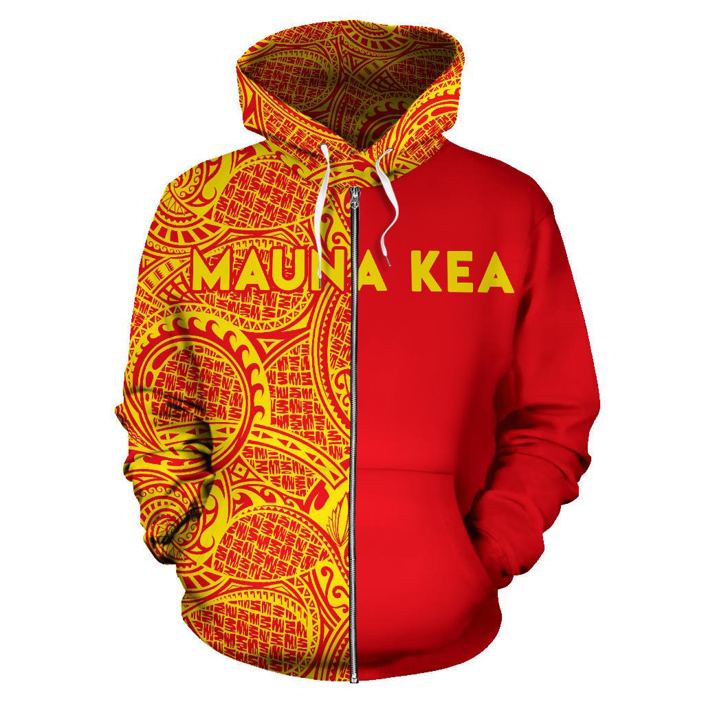 Hawaii Mauna Kea Polynesian Zip up Hoodie The Half Yelllow and Red - Polynesian Pride