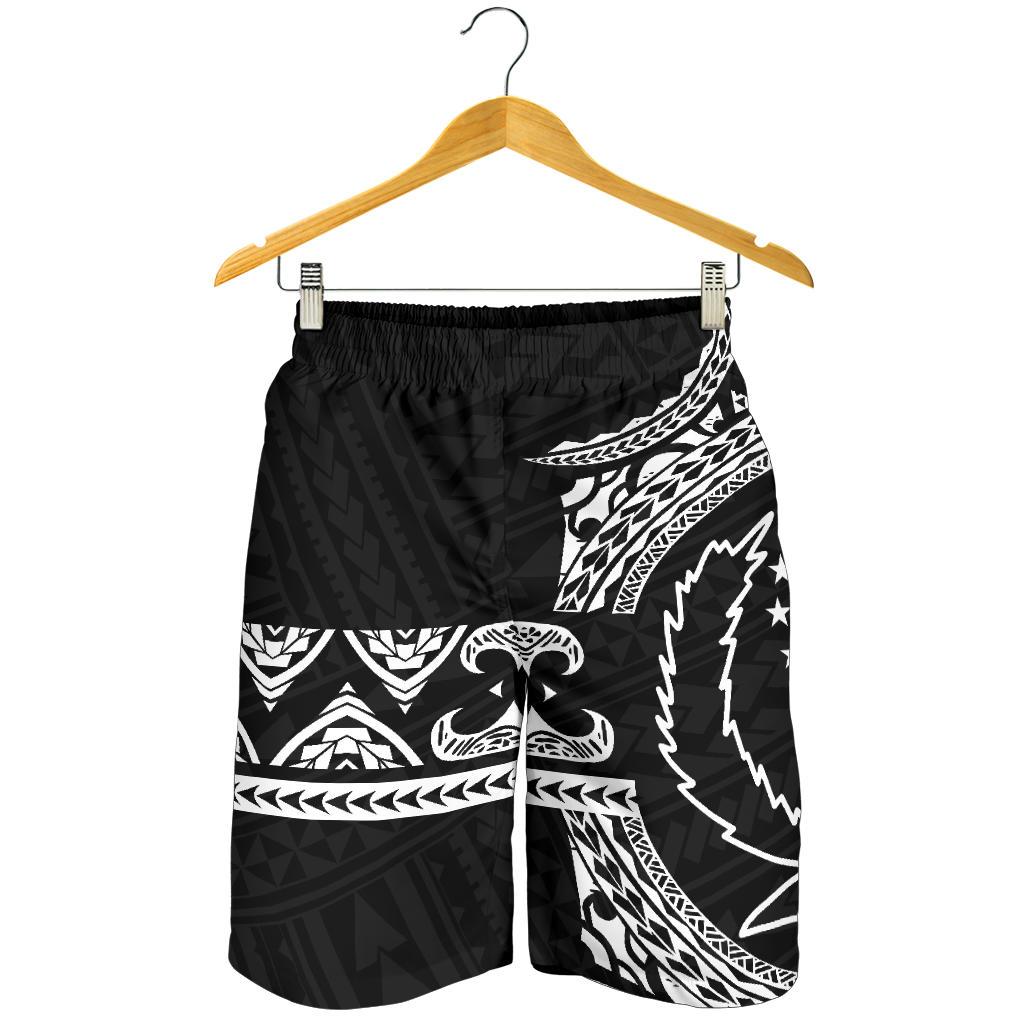 Pohnpei Polynesian All Over Print Men's Short - Black Version Black - White - Polynesian Pride