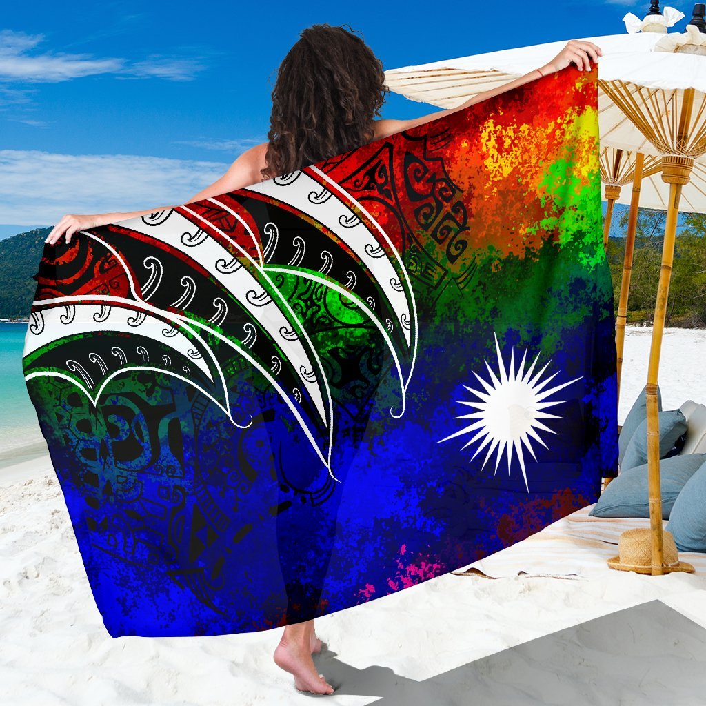 Marshall Islands Sarong - Tropical Leaf Rainbow Color SARONG ONE SIZE Rainbow Color - Polynesian Pride