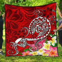 Polynesian Premium Quilt - Turtle Plumeria Red Color Red - Polynesian Pride