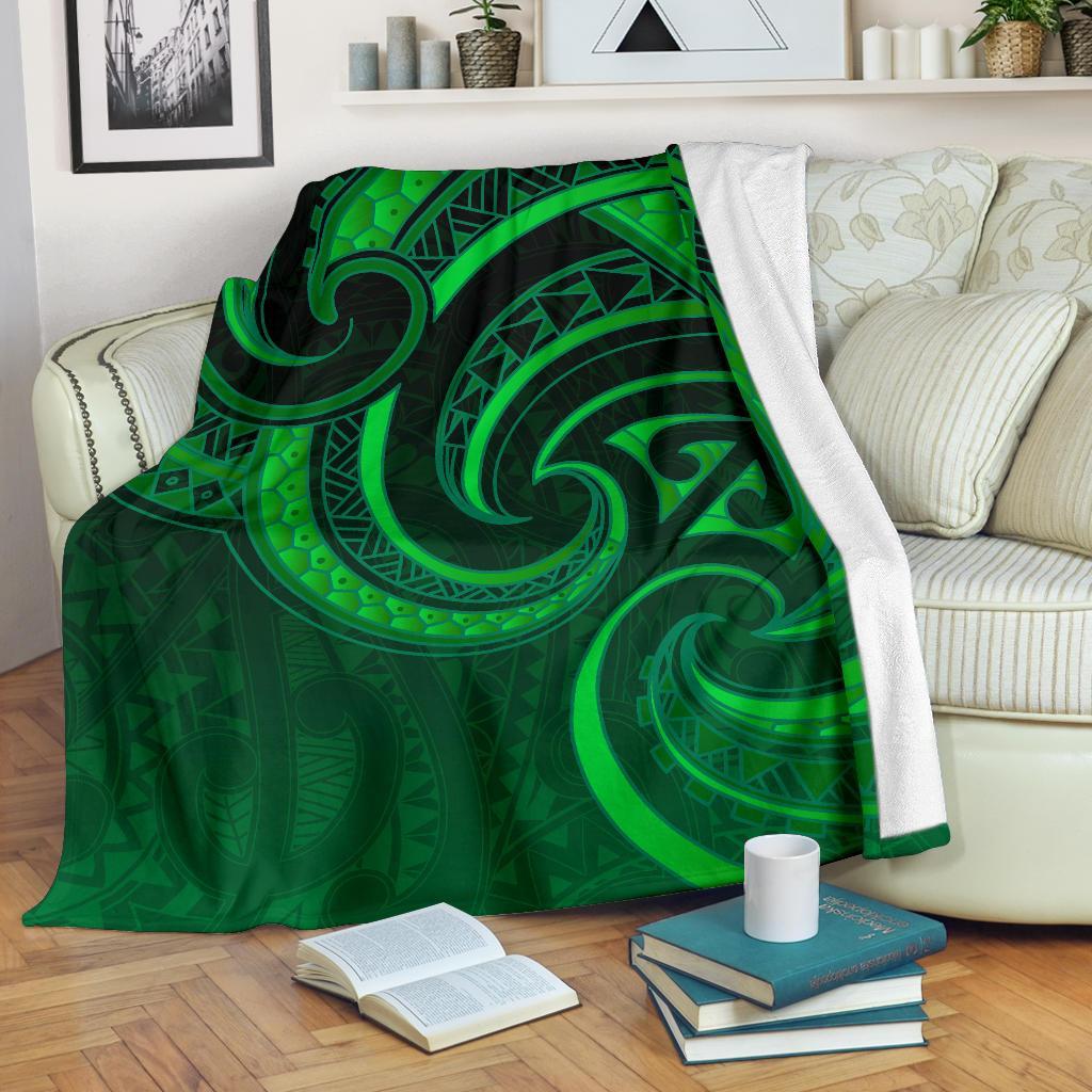 New Zealand Maori Mangopare Premium Blanket Polynesian - Green White - Polynesian Pride