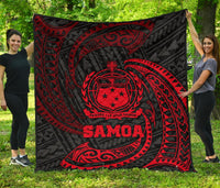 Samoa Polynesian Premium Quilt - Red Tribal Wave - Polynesian Pride
