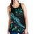 Fiji Polynesian Women Tank Top - Turtle With Blooming Hibiscus Turquoise - Polynesian Pride